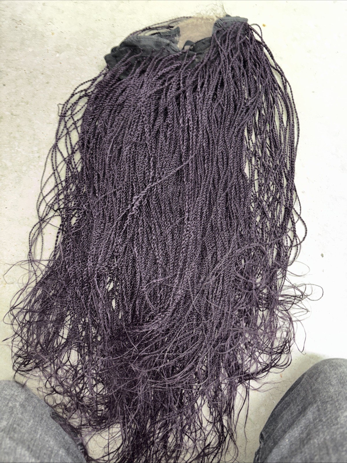 Knotless Purple Braided Wig Black Women Braided Wig Ready To Ship