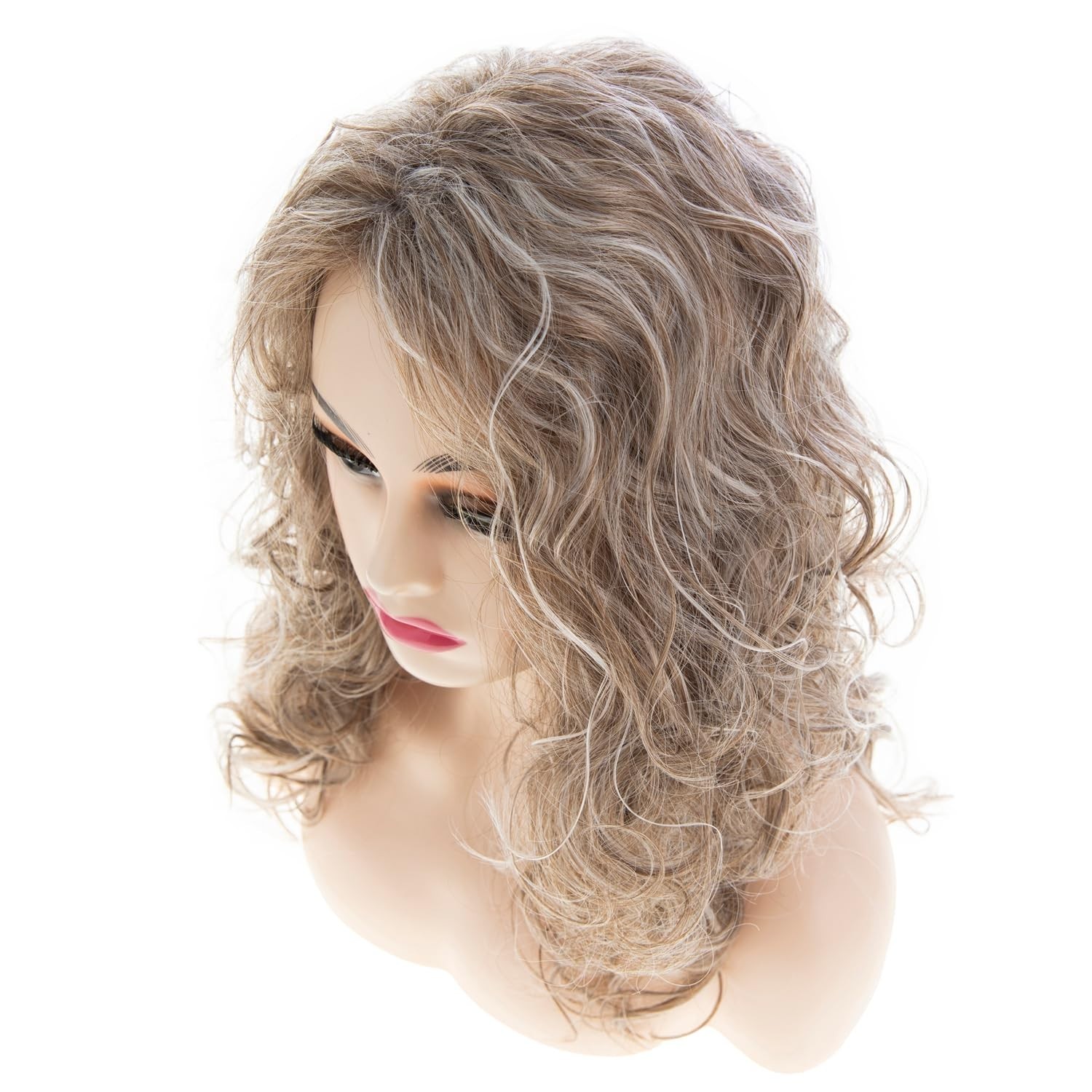 Wiwige Long Curly Blonde Wig for Women Mixed Brown Bouffant Wavy Hair Natural Lo