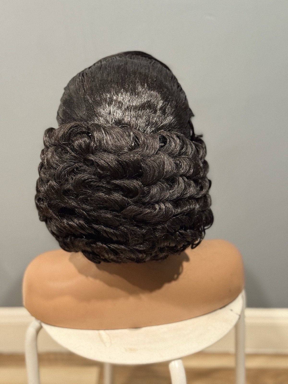 Bridal bun wig. Made on a full lace wig. Black just as pictured