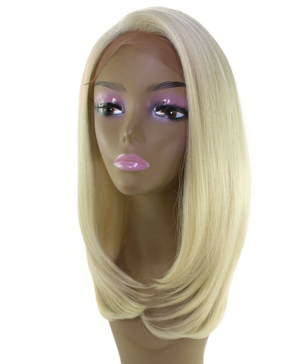 LUXLUXE Paloma Straight 18 Inch Long 360 Degree Lace Front Wig, Light Blonde