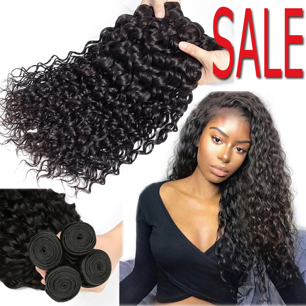 100%Brazilian Water Wave Real Virgin Human Hair Extension 8A 3Bundles Weave Weft