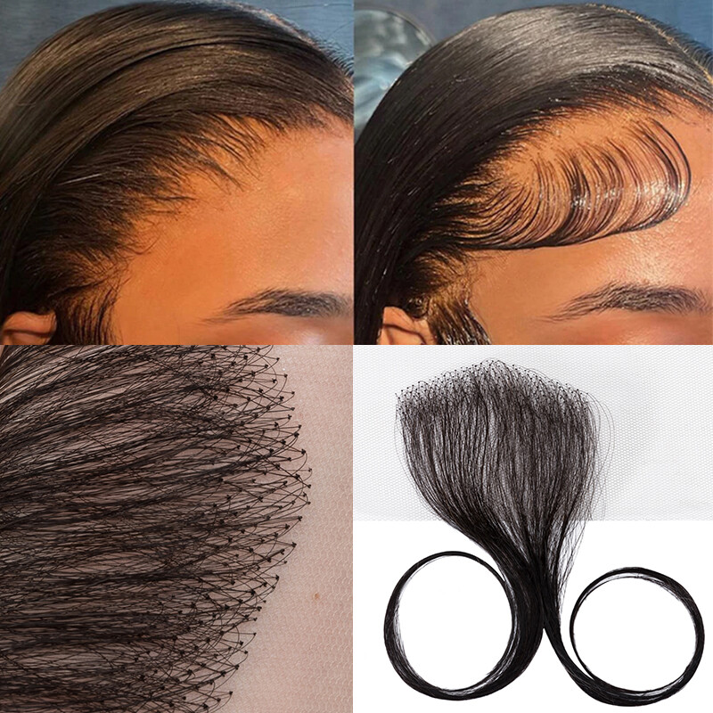 Baby Hair Edges Strips Remy Human Hair Natural Hairline Patch Topper Hairpiece