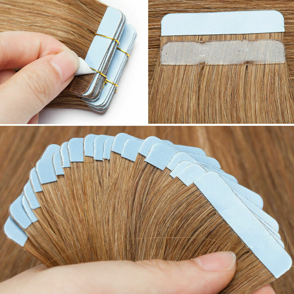 Double Side Tape in Real Human Hair Extensions Invisible pu Skin Weft Thick Hair
