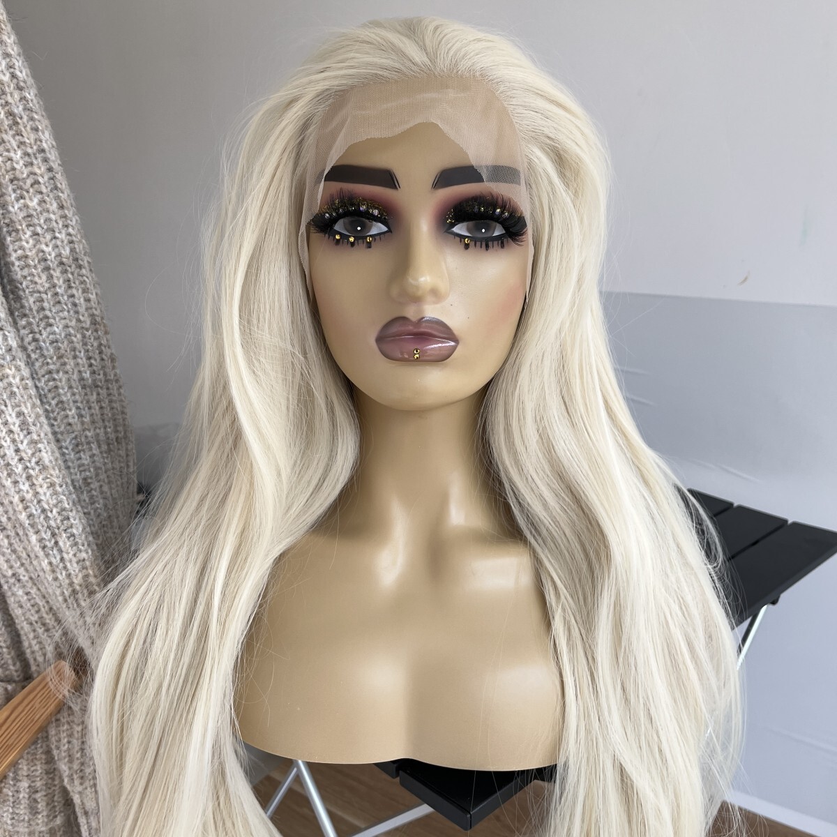 Long Straight Blonde Wigs Heat Resistant Lace Front Wig Glueless Wig