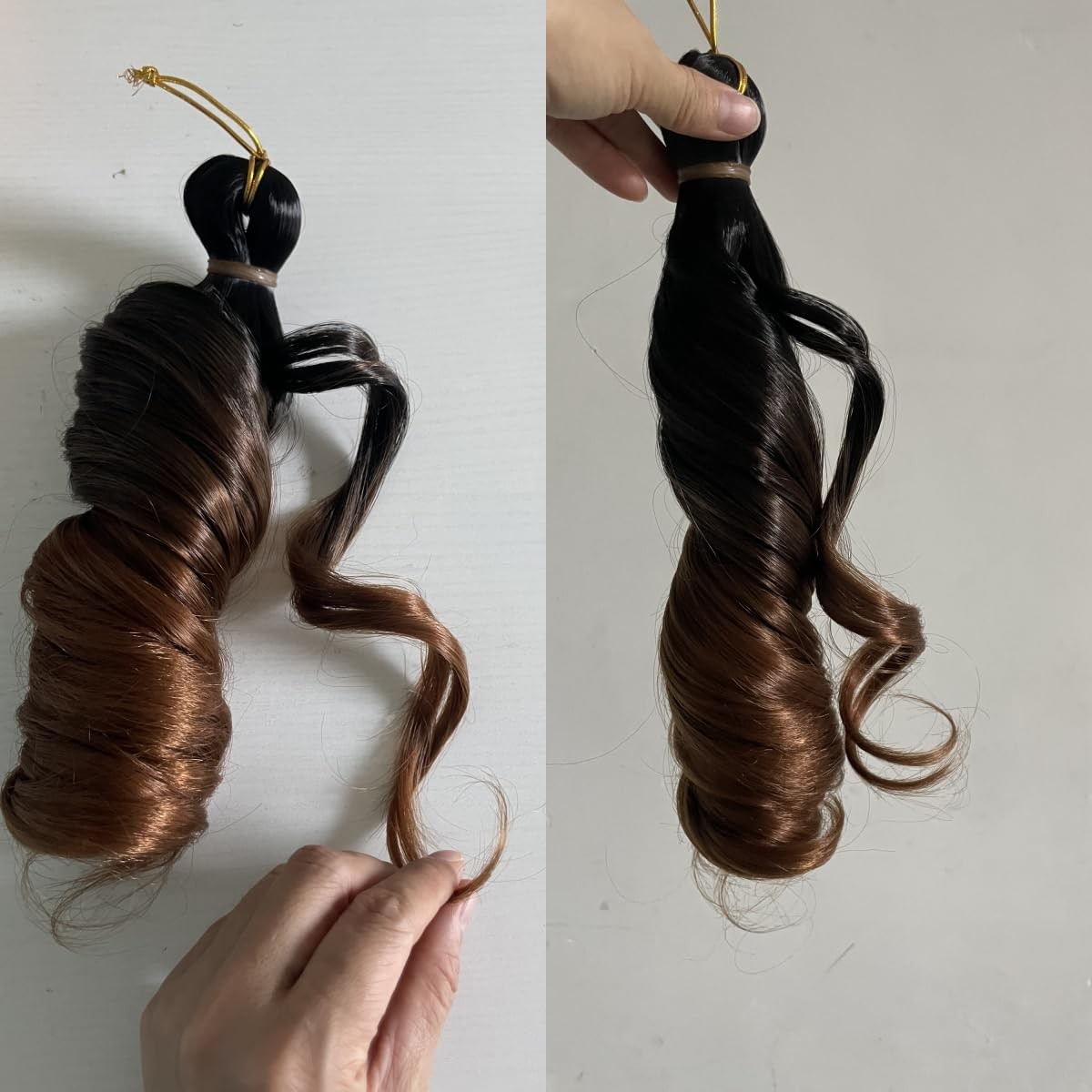 10 Inch Bob Spiral French Curl Braiding Hair Extensions Ombre Brown Pack 300G…