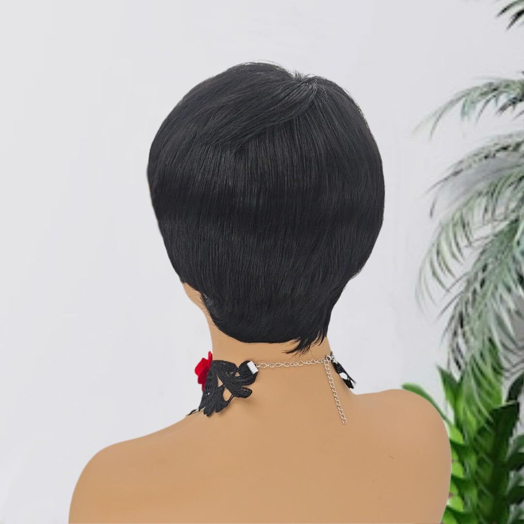Pixie Cut Wig for Black Women Human Hair 1B613 Pixie Haircut Wig with Bangs