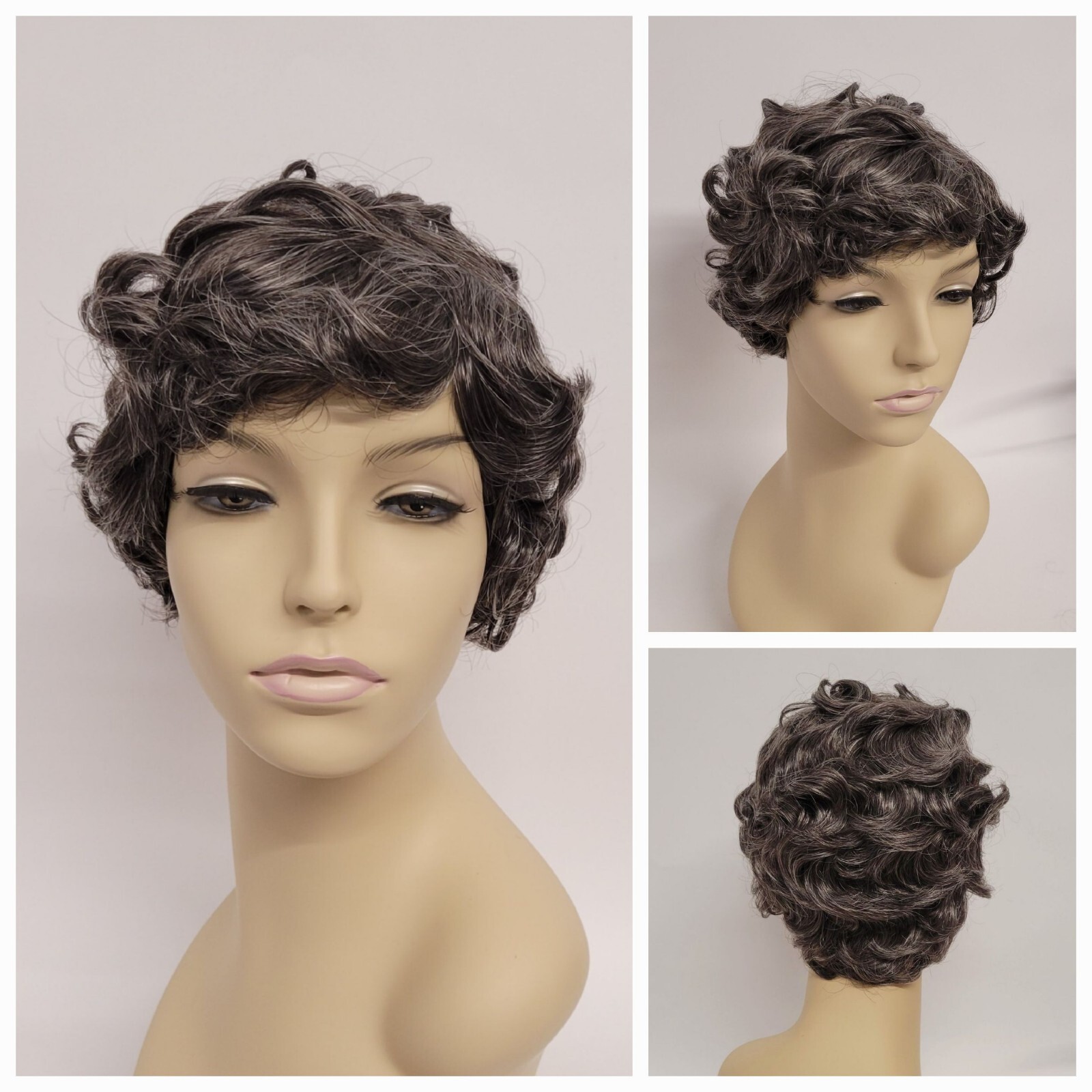 Retro Short Finger Wave Wig Gray Natural Curly Cosplay Kanekalon Japan Origin 34