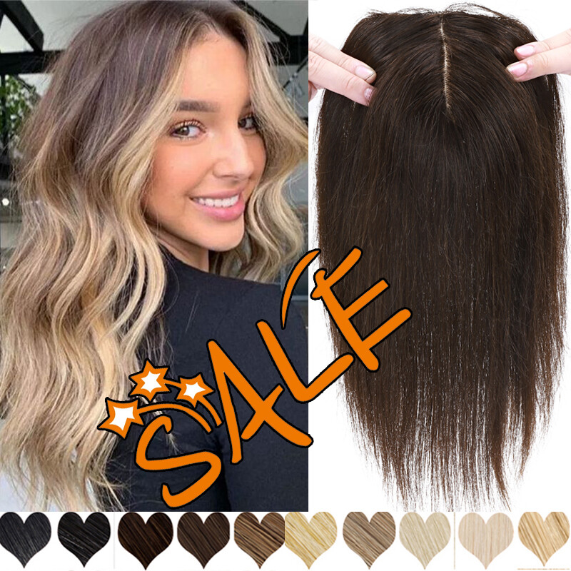 Topper Hairpiece Remy Human Hair Extensions Silk Base Top Piece Toupee CLEARANCE