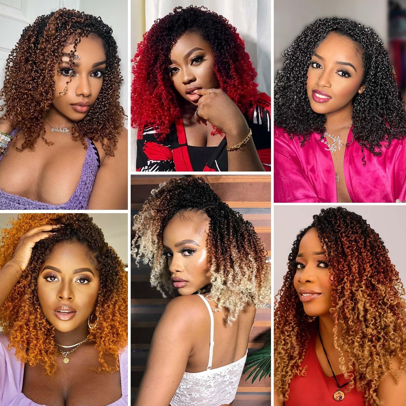 Pre-looped Yanky Twist Crochet Hair 8 Inch 8 Packs Bohemian Passion Twist Spr