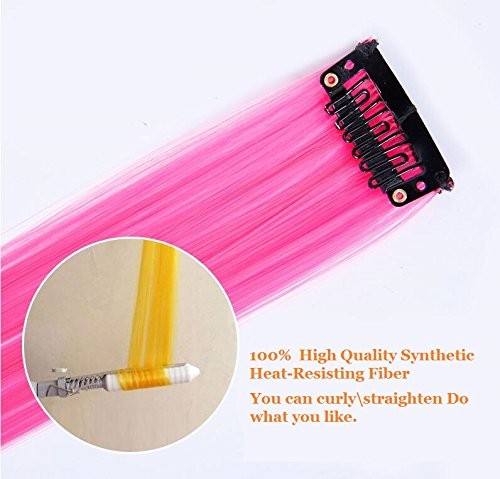 10Pcs/set Multi-Colors Straight Highlight Clip in Hair Extensions 20 Inch Col…