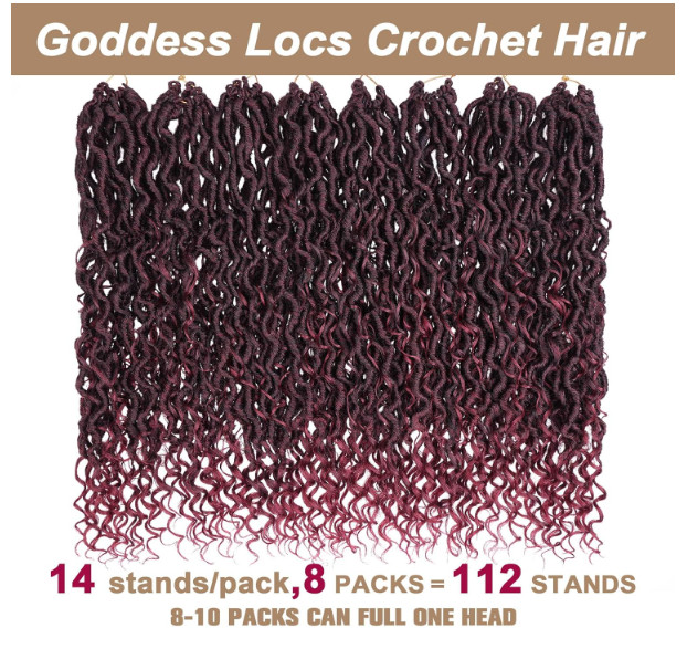 COOKOO Bohemian River Faux Locs Synthetic Braids Hair 18 Inch 8 Packs Burgundy