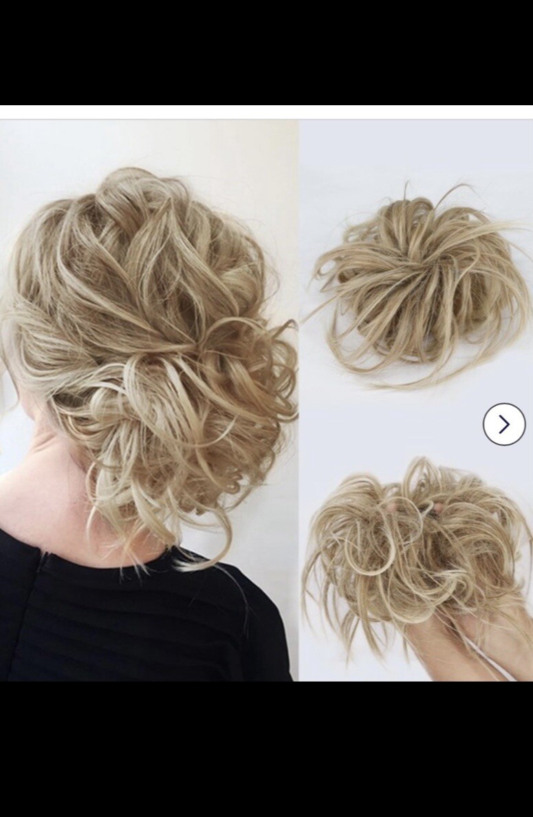 Blonde Messy Bun Hair Piece Scrunchie Updo Wrap Hair Extensions as Human