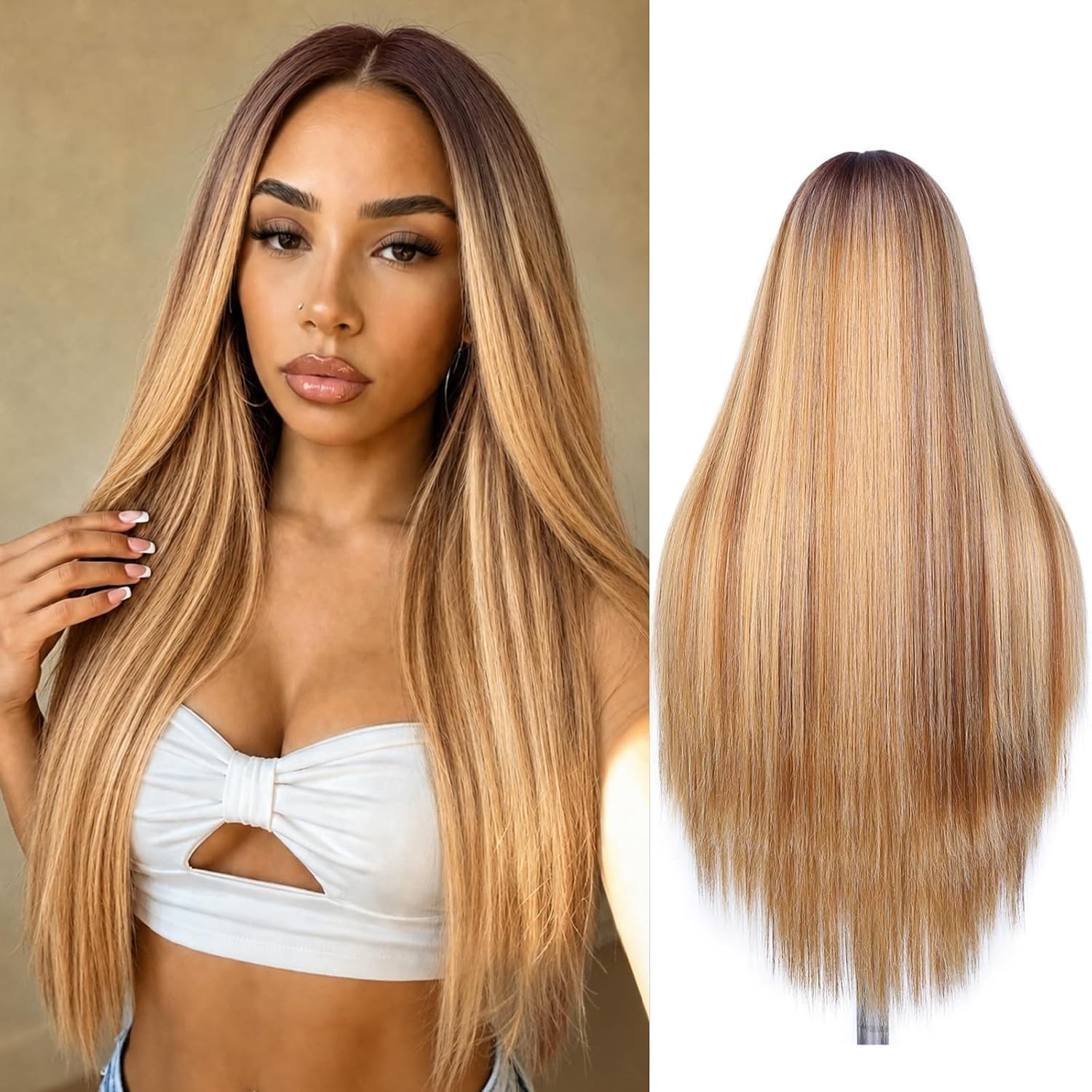 30-Inch Ombre Highlight Blonde Wigs for Black Women – Luxurious & Stylish