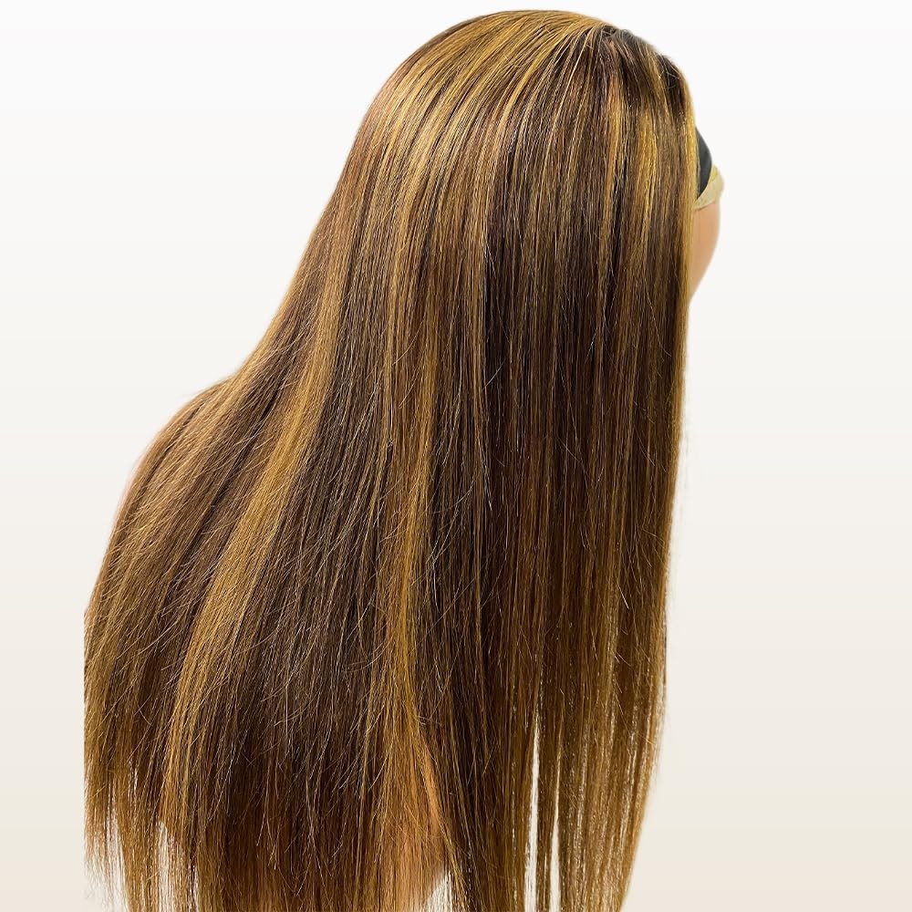 Tnice Ombre Headband Wig Human Hair Straight 22 Inch 4/27 Highlight Headband