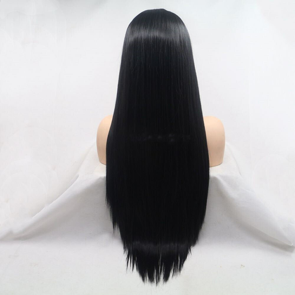 Lace Front Straight Black Hair Synthetic High Temperature Resistance Fiber Wigs