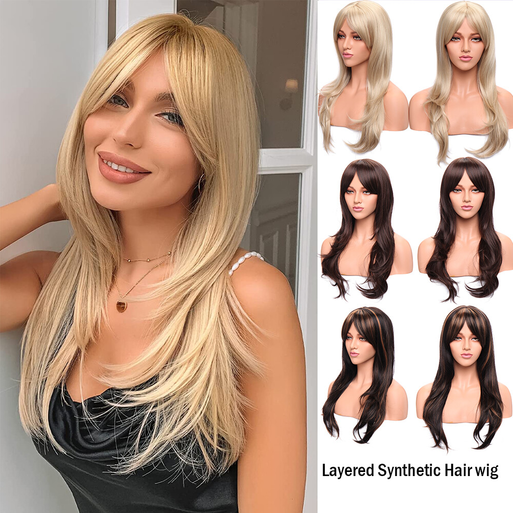 1PCS Ombre Brown Wigs for Women Fashion Shoulder Length Wigs Daily Cosplay Use