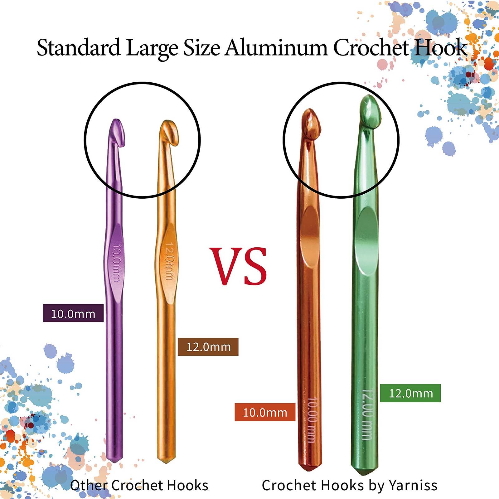 Large Aluminum Crochet Hooks Set 7mm, 8mm, 9mm,10mm, 12mm, 7.0-15.0mm, Purple