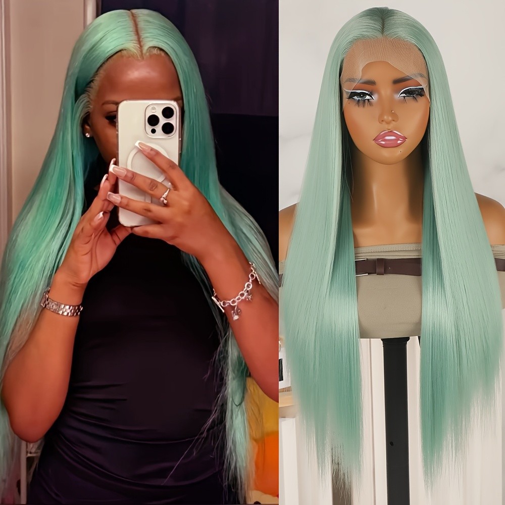 Light Green Long Straight Hair 13×4 Lace Front Wigs Pre Plucked Natural Hairline