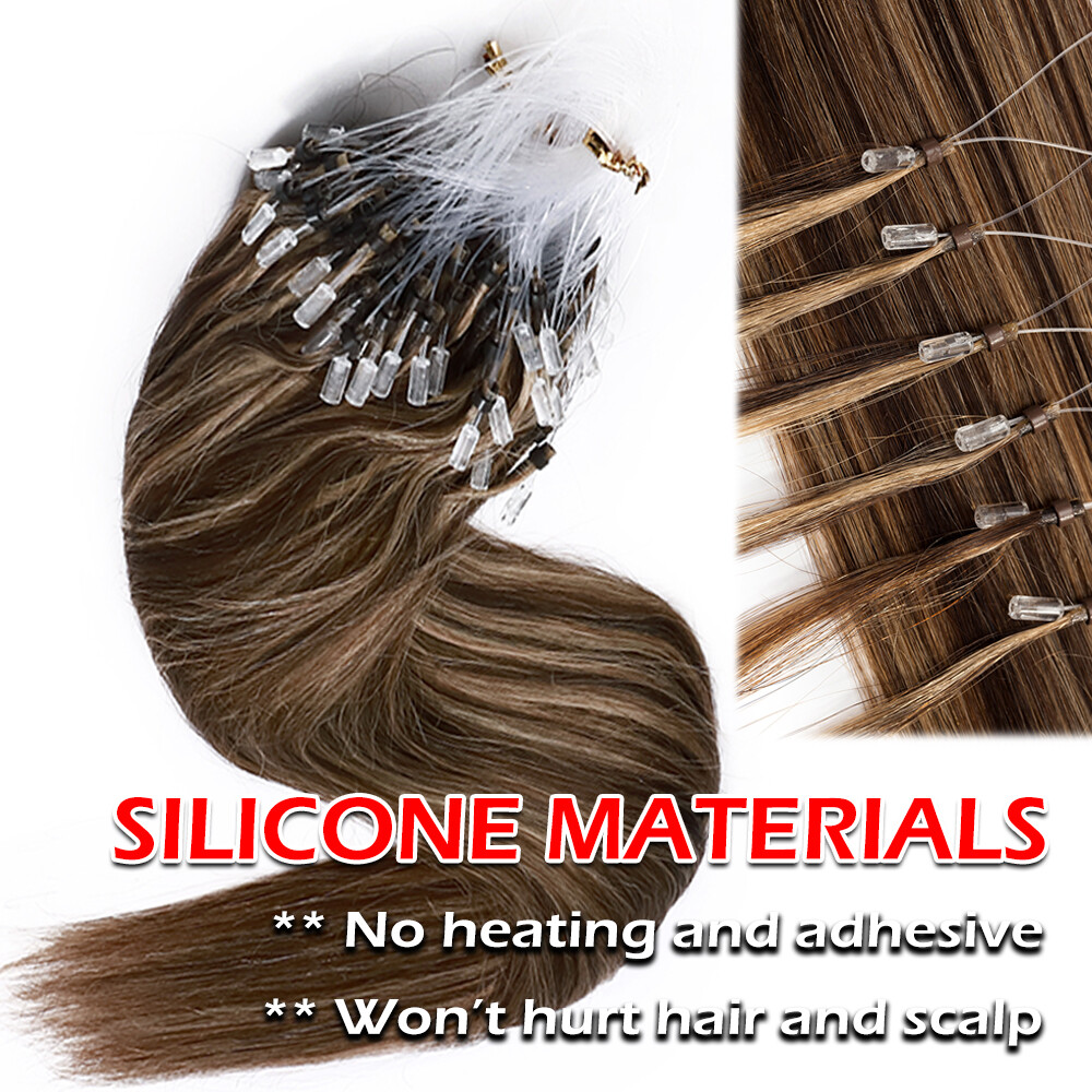 300PCS THICK Micro Loop Real Remy Human Hair Extensions Nano Ring Bead Full Head