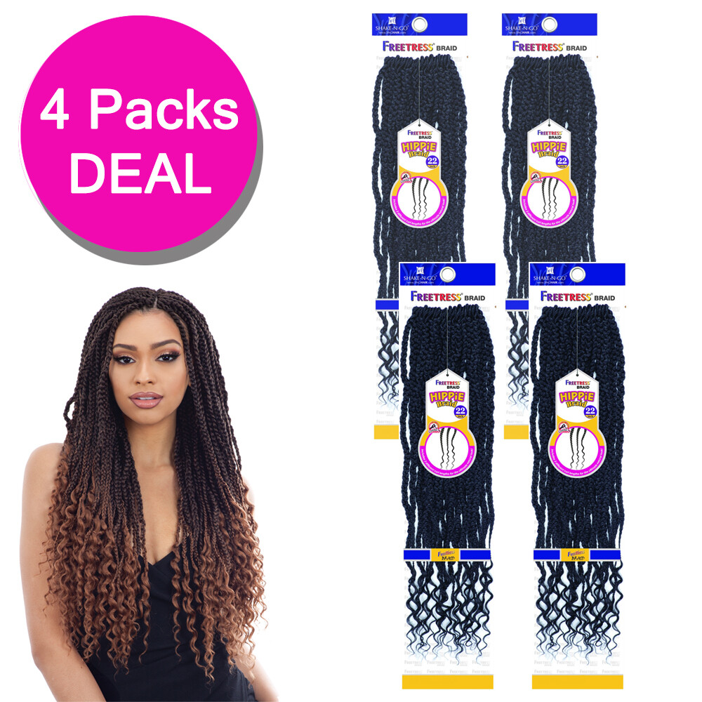 *4-Pack/6-Pack* HIPPIE BRAID 22″ – FREETRESS SYNTHETIC CROCHET BRAIDING HAIR