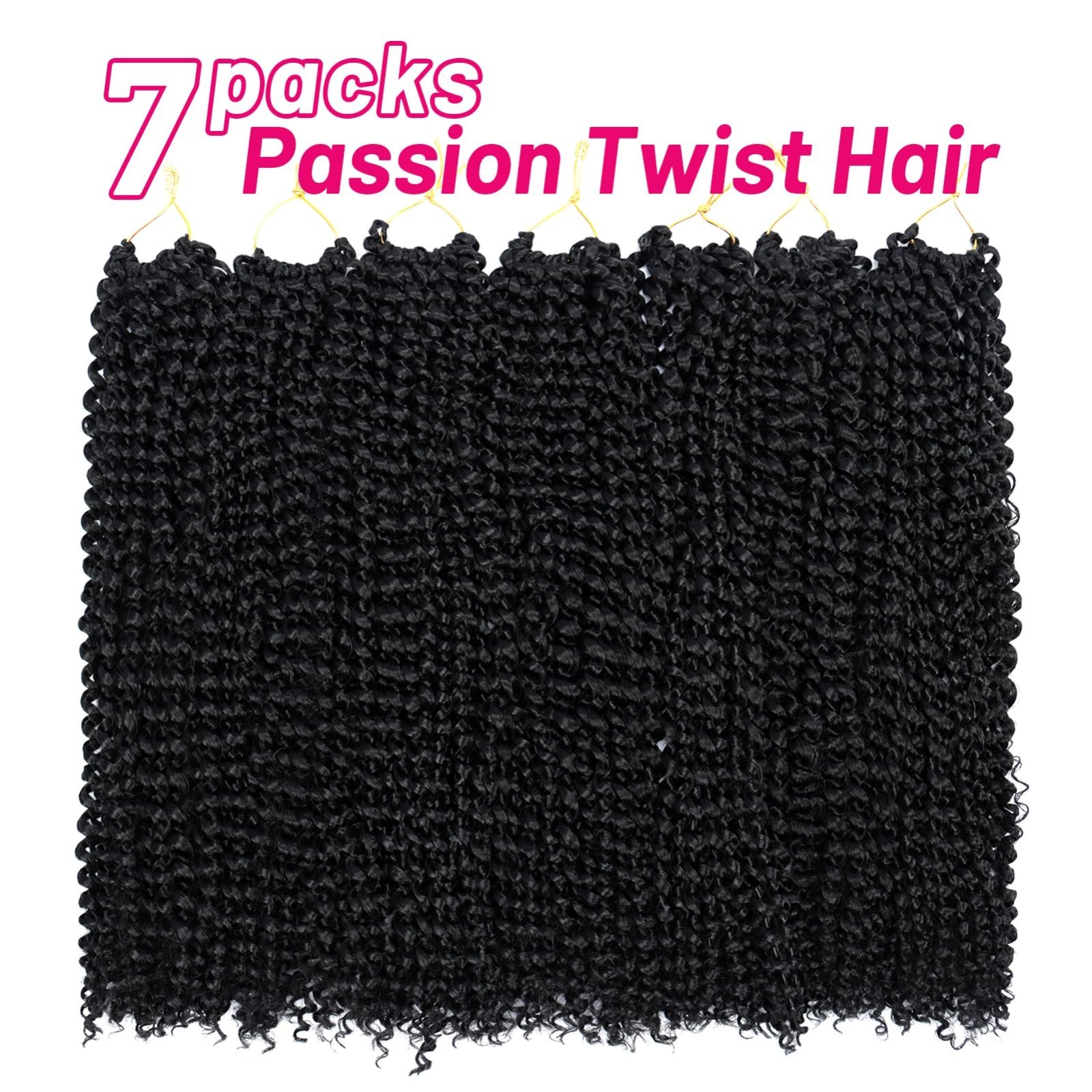 18″ Passion Twist Crochet Hair – 7 Packs Water Wave Bohemian Curly Braids for Bu