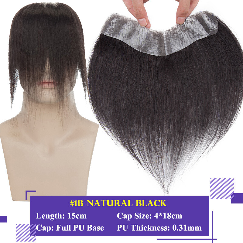 Men’s Toupee 100% Remy Human Hair Piece Thin Skin PU Frontal Hairline Hairpiece