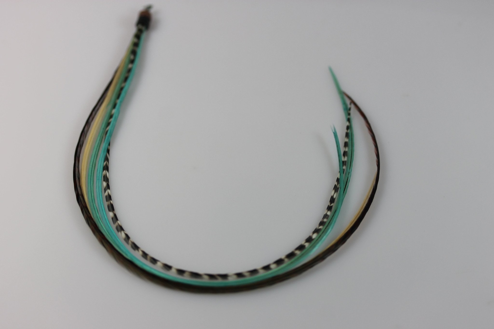 5 Genuine 8-10 Turquoise,brown,white & Grizzly Feathers for Hair Extension