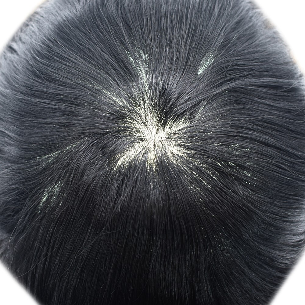 Mens Toupee Hairpiece 0.06mm Thin Skin Invisible V-Loop Poly Pu Hair System Wig