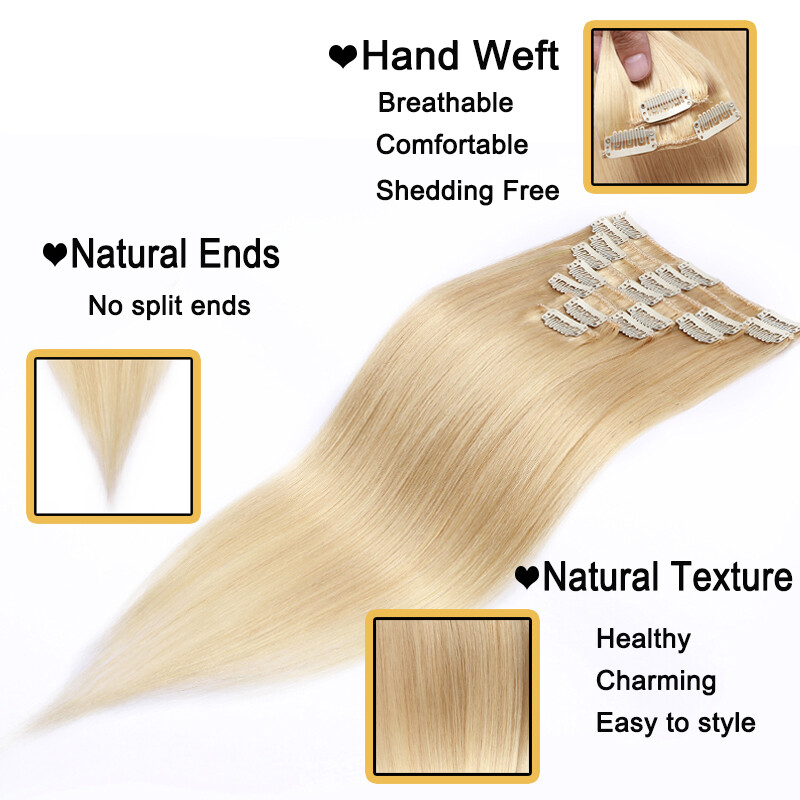 ✿ US Full Head Clip in Remy Human Hair Extensions ✿ 15-26 inch ON SALE MX173