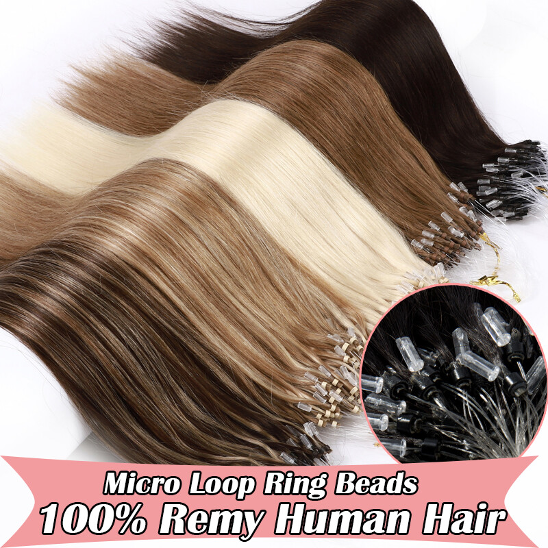 Thick 100G Easy Micro Loop Ring Remy Human Hair Extensions Beads I Tip Blonde 1G