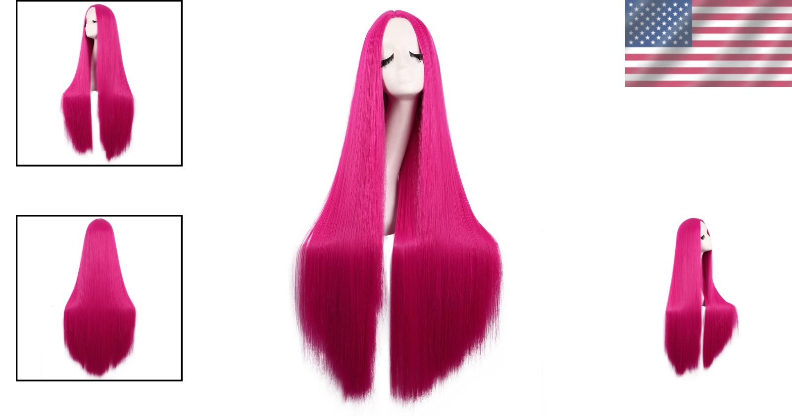40 Inch High Temperature Fiber Straight Wig in Hot Pink for Chic Cosplay Looks