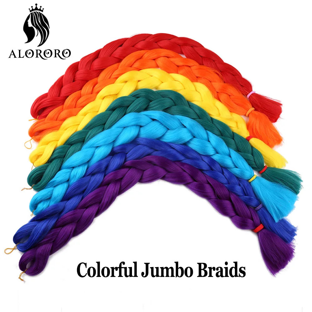 Alororo Synthetic 82 Inch Jumbo Braid Hair High Temp Fiber Purple Red