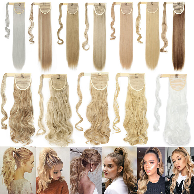 US Long 1 pcs Magic Ponytail Extensions Hair Extension Real Wrap Around Ponytail
