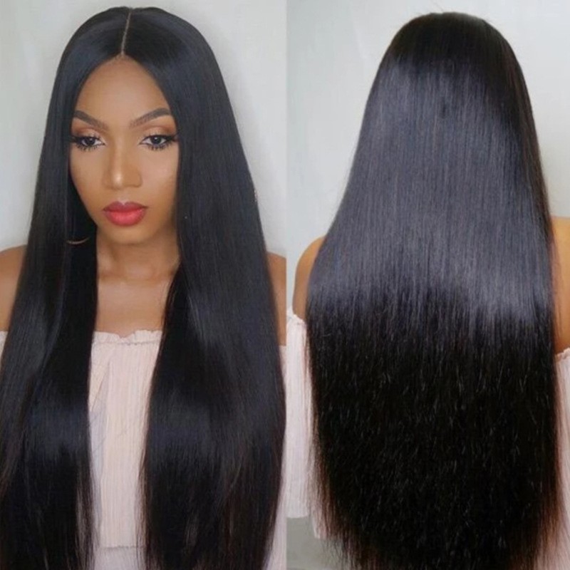 Natural Long Straight Wig With Rose Net For African Women Synthetic Full Wig