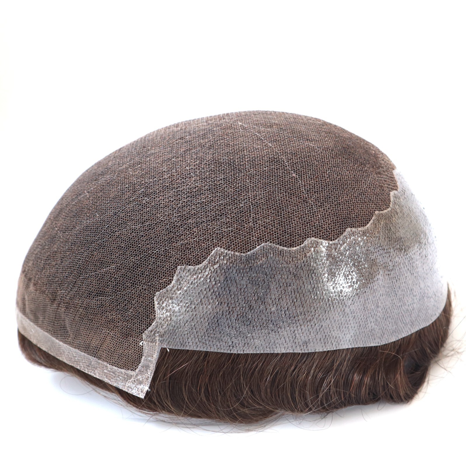 Mens Toupee Human Hair Replacement System French Lace Poly Skin Hairpiece Q6 #4