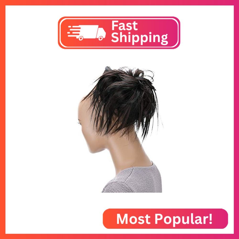 CAISHA XXL Hairpiece Scrunchie Updo Voluminous Slightly Wavy Messy Bun Brown Bla