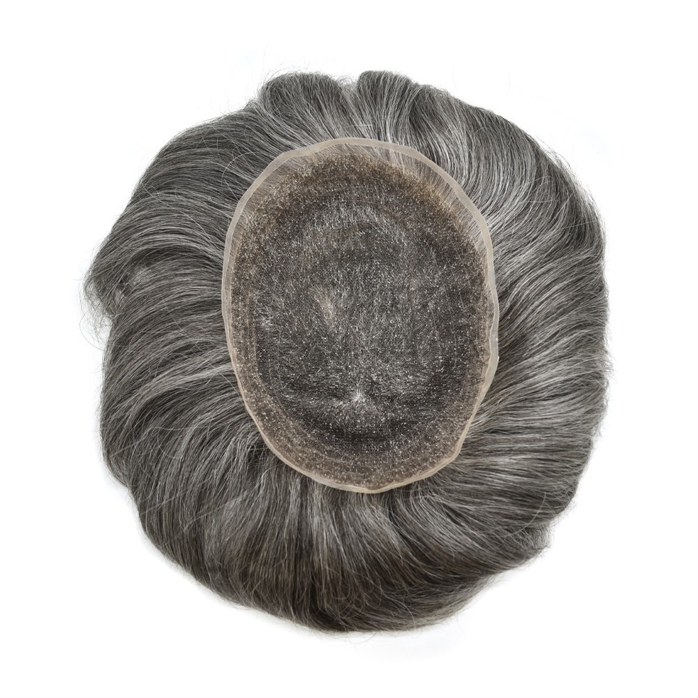 Full French Lace Mens Toupee Hairpiece Bleached Human Hair Replacement System US