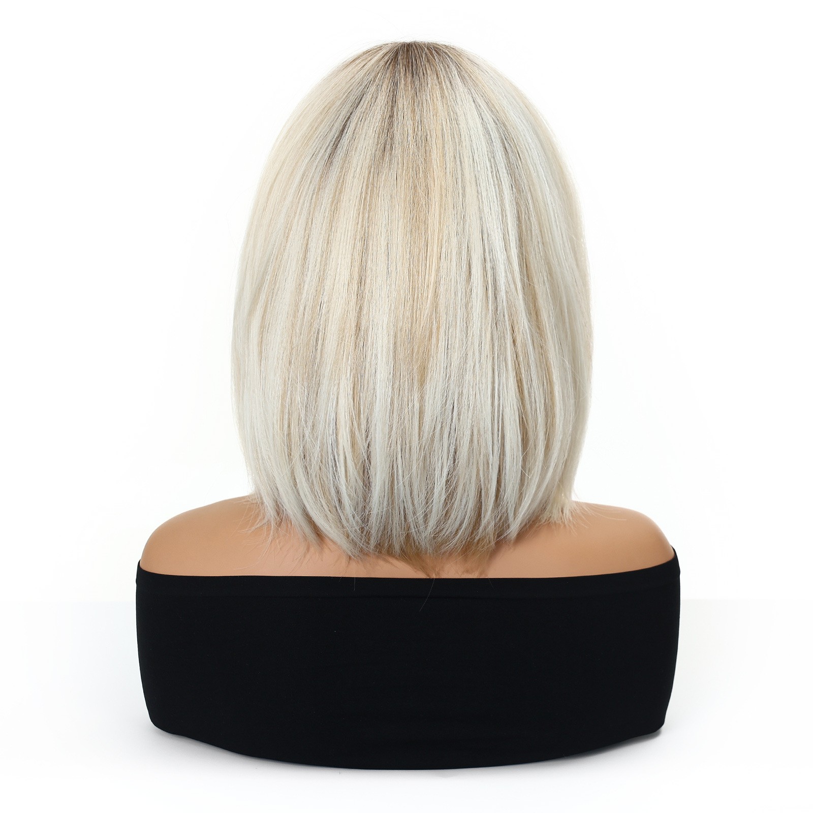 Middle Part Golden Short Straight Synthetic Rose Net Full Head Wig for Women