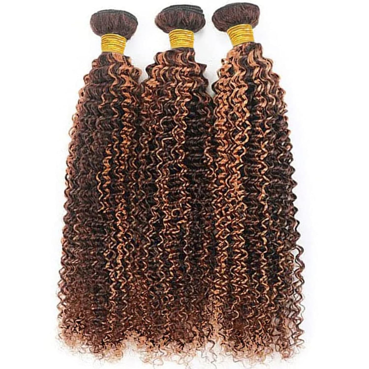 Giginger Jerry Curly Human Hair Bundles 22 24 26 Inch Brazilian Chocolate Brown