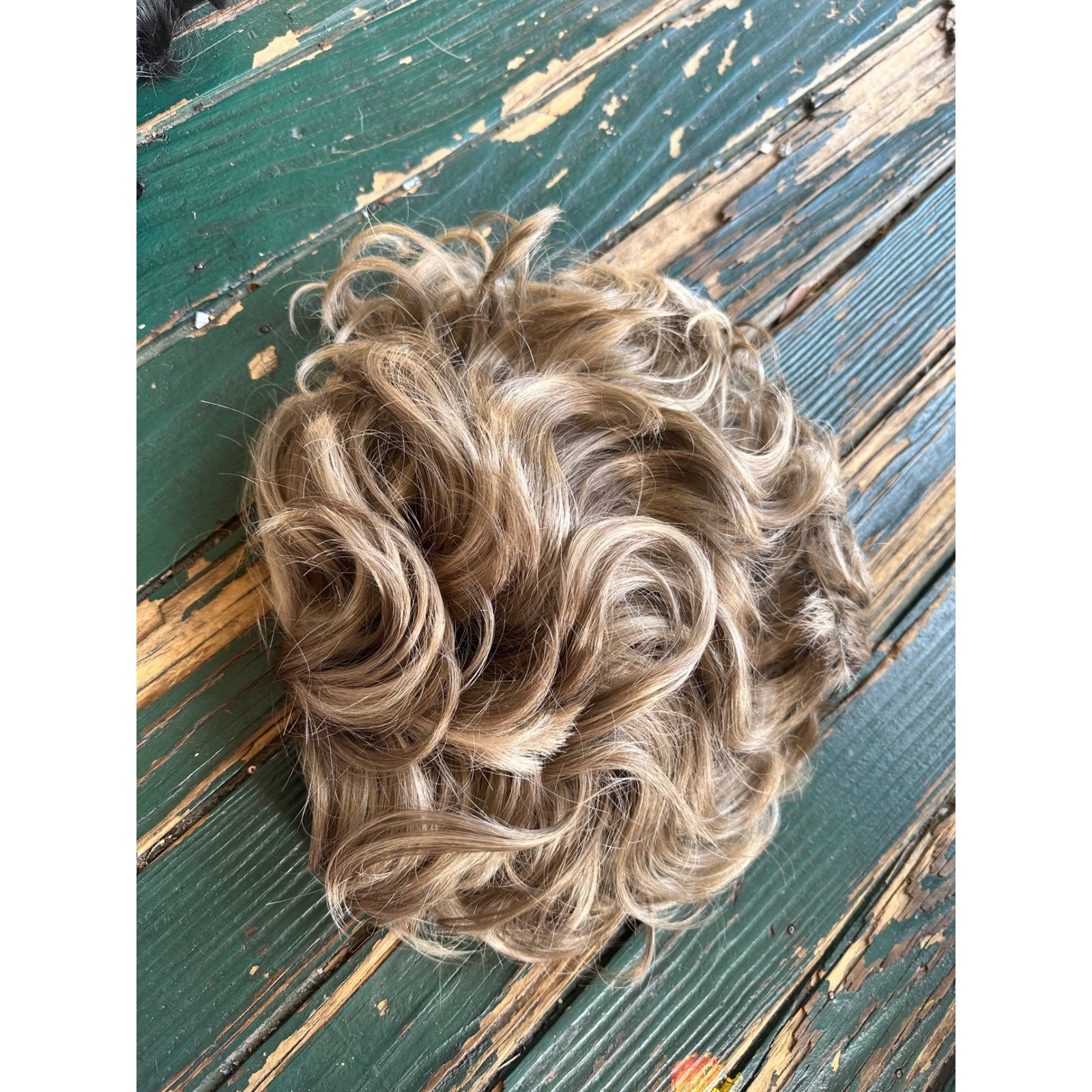 Vintage Blonde Curly Hairpiece Modacrylic Fiber Wavy Topper Korea Japan Fiber
