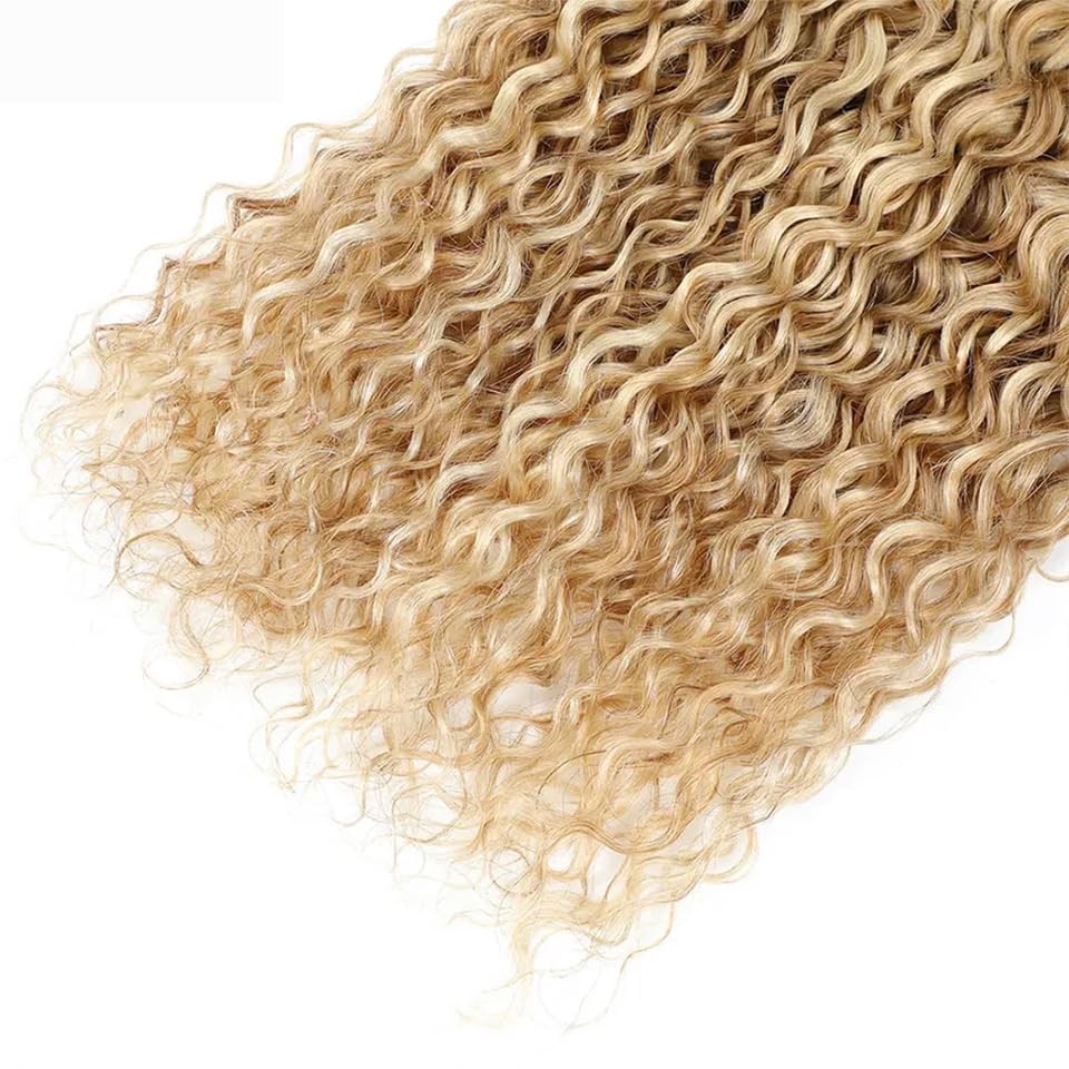 Hrceyocr P27/613 Honey Blonde Human Braiding Hair Deep Wave Bulk 32 32 32 Inch