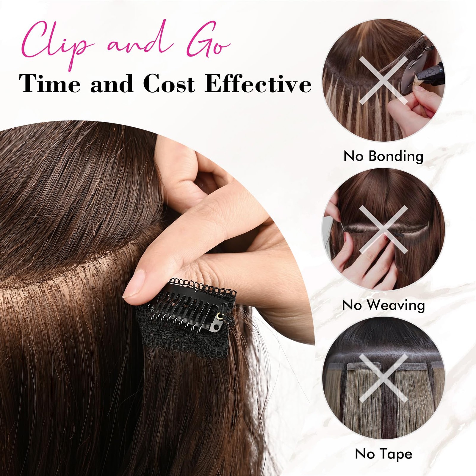 Clip in Hair Extensions, 4PCS Blonde Hair Extensions 24″ Thick Long Beach Wav…
