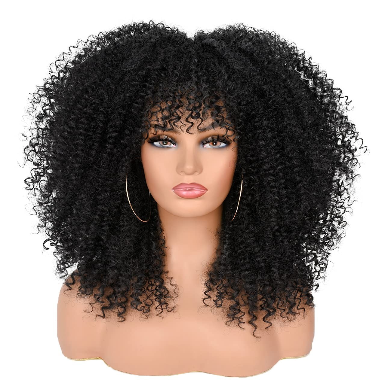 Luxurious 16-Inch Afro Curly Wig with Bangs – Effortless Glamour Awaits!