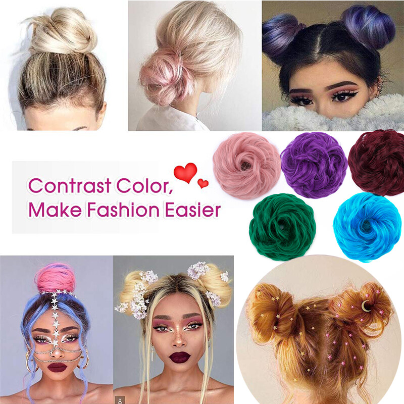 US Curly Messy Bun Hair Piece Scrunchie Updo Thick Hair Extensions Real As Human