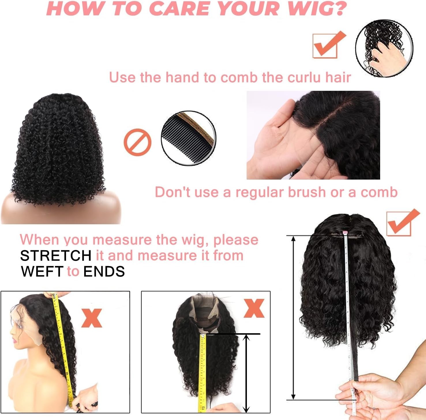 Peruvian KInky Curly 13×4 Lace Front Human Hair Wigs for Black Women Glueless