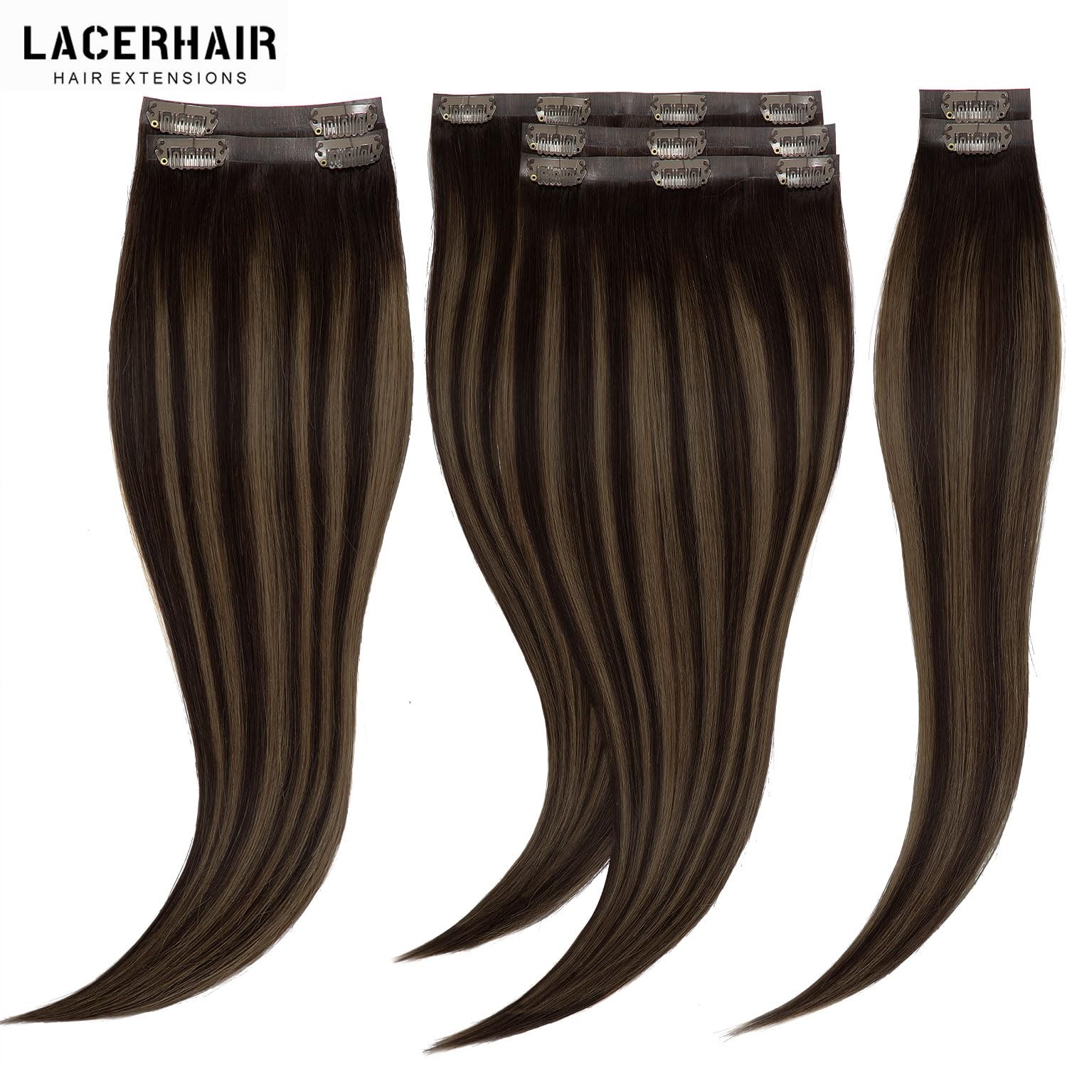 Lacer Seamless Clip in Human Hair Extensions 14″ 110g #1B/6 Balayage