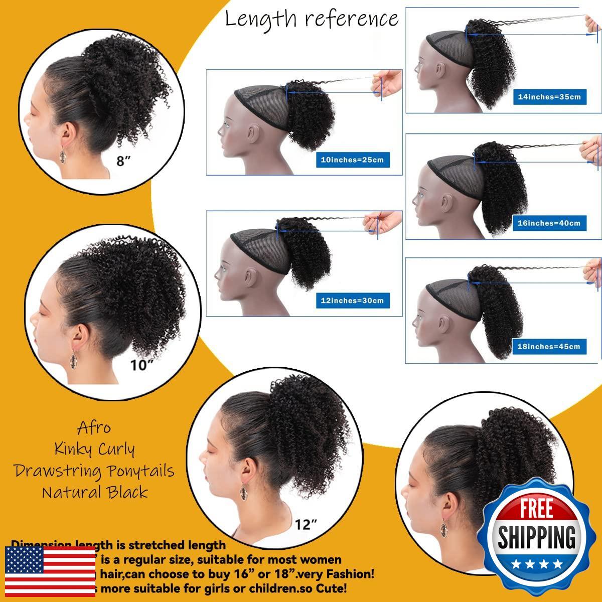 FEIPRO Curly Ponytail Extension for Black Women Real Human Hair Natural Draws