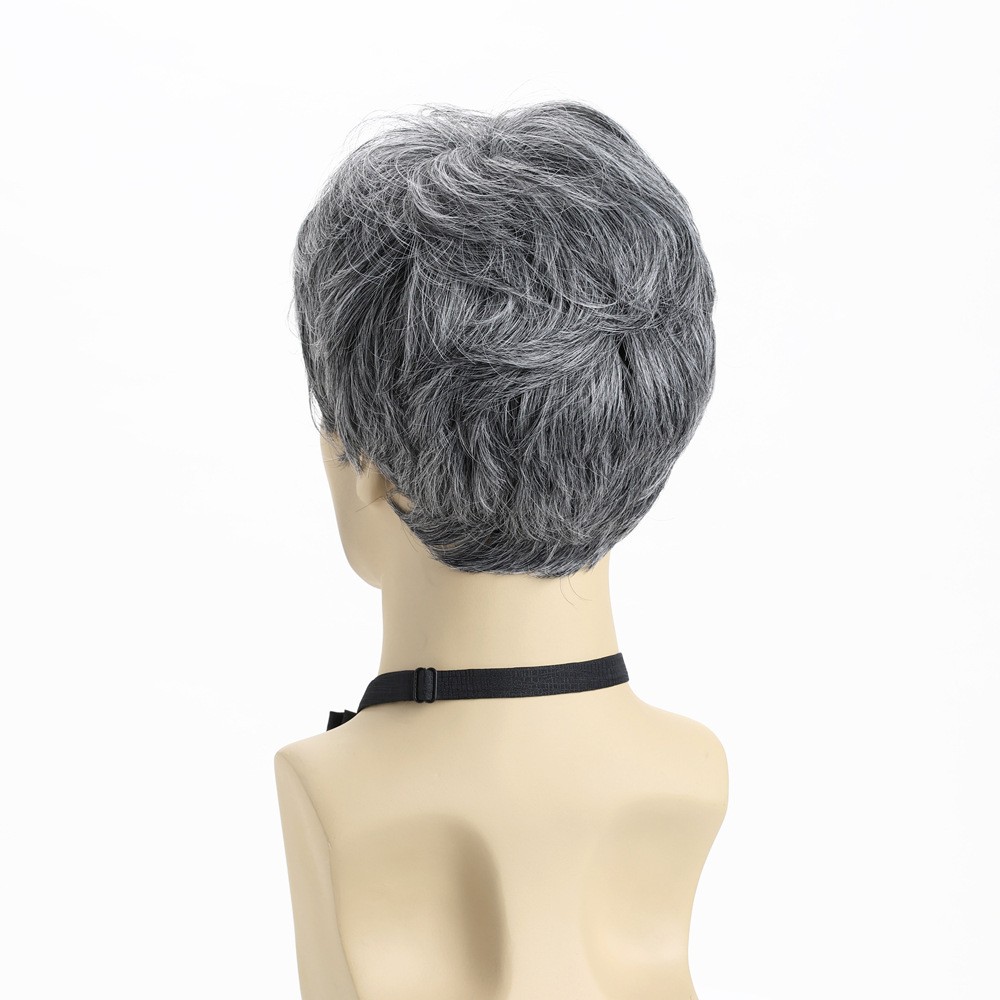 Men’s Short Silver Gray Wig 10″ Full Wig Party Cosplay Heat Resistant Synthetic
