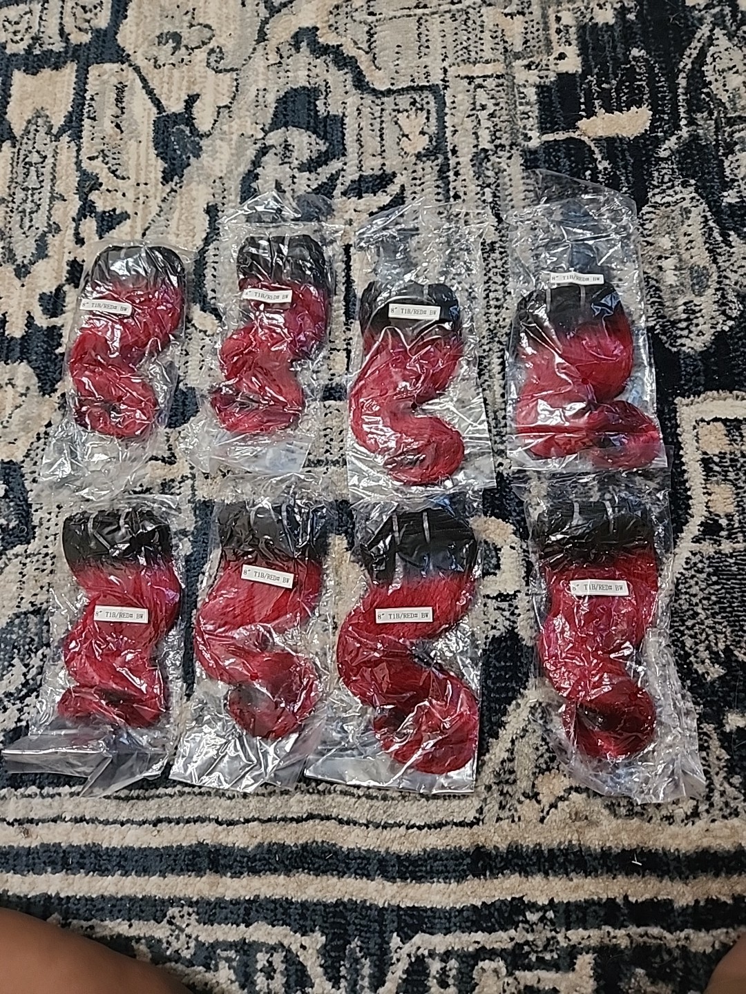 8″ T1B/RED 8 Packs Of Human Hair Bundles