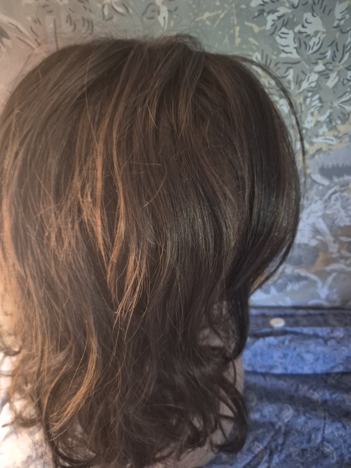 Henry Margu Riley 2497 6H Wavy Layered Synthetic Wig Wefted Mono-Part Brown